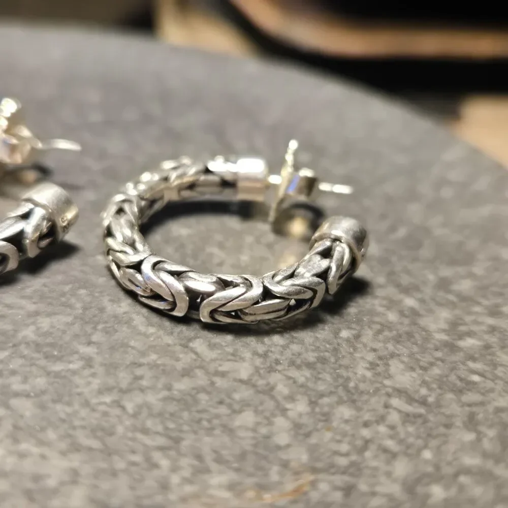 Gorgeous Heavy Stud Intricate Sterling Silver Earrings